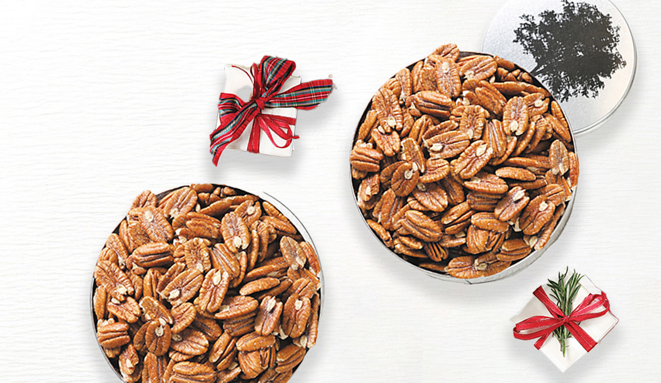 Raw Mammoth Pecans gift tins
