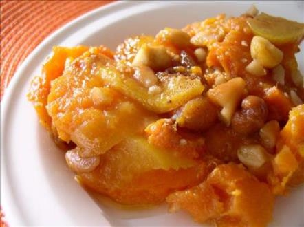 Sweet Potato, Peaches, & Cashew Bake