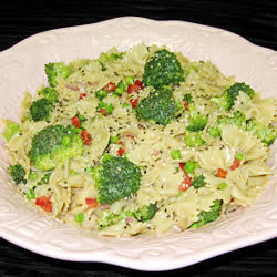 Pasta in Parsley Nut sauce on a dinner plate