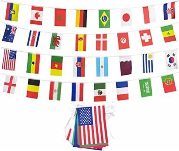 Flag Matrix - Assorted Countries Pennant String Flags 