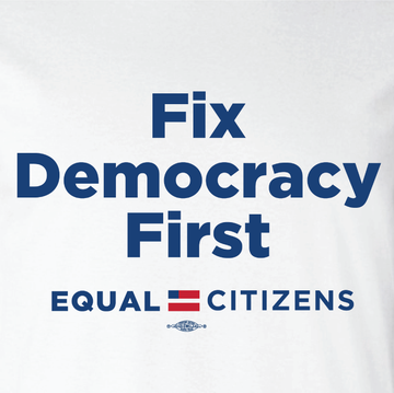 Fix Democracy First - Stacked Text Design (Unisex White Tee)