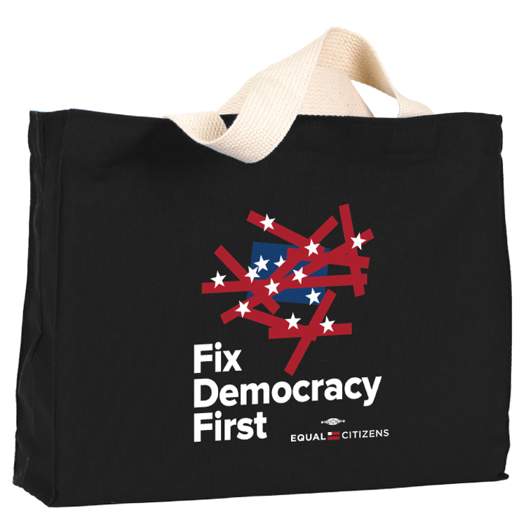Fix Democracy First - Flag Design (Black Canvas Tote)