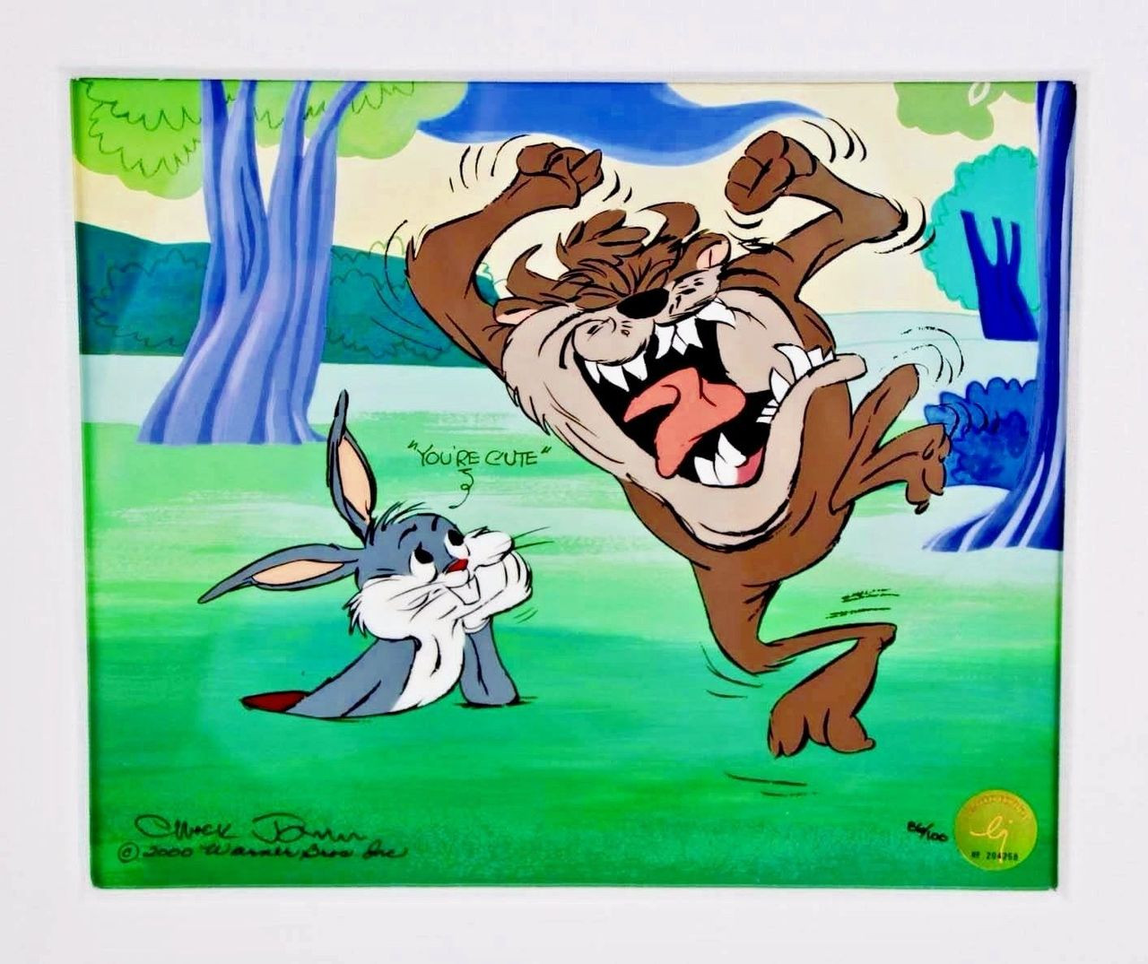 Warner Brothers Cel Bugs Bunny Tasmanian DevilIshly Cute Signed Chuck Jones  Cell - Ringo's Store