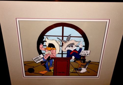 Warner Brothers Bugs Bunny Daffy Duck Cel The Showdown Signed Chuck Jones Cell