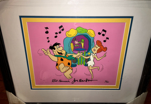 Flintstones Cel hanna barbera signed jukebox rock rare Animation Cell