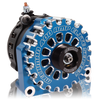 400A Large Case BILLET Hairpin Alternator For 2001-2007 GM Truck 6.6l Diesel - Side Output Stud - Blue