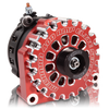 400A Large Case BILLET Hairpin Alternator For 2001-2007 GM Truck 6.6l Diesel - Side Output Stud - RED