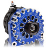 High Output 400A Large Case BILLET Alternator For 2001-2007 GM Truck 6.6l Diesel - Side Output Stud - Dark Blue