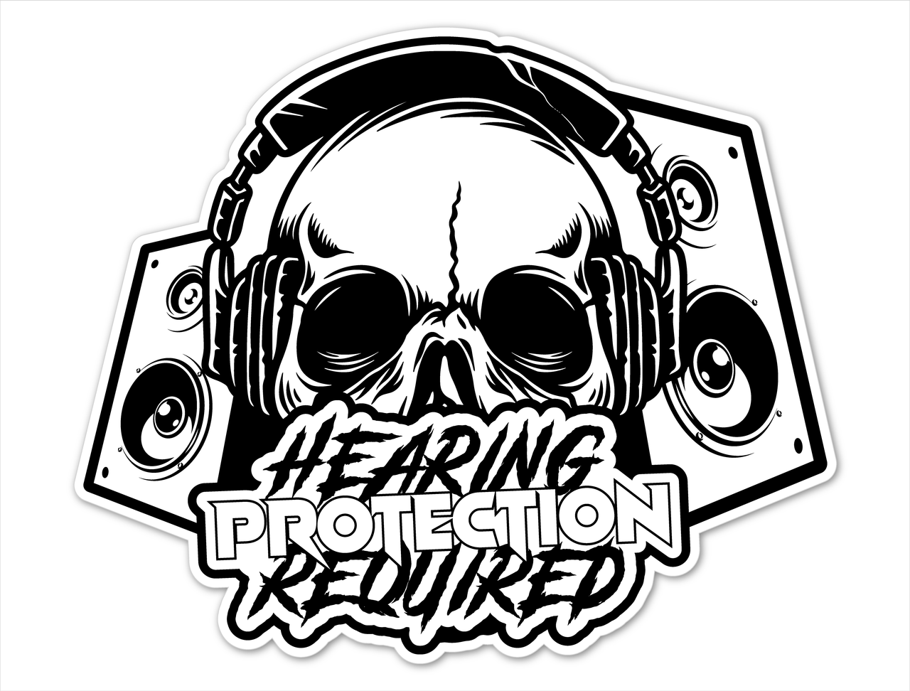 Hearing Protection Required BASSHEAD SKULL Stickers