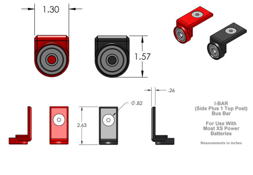 XS Power 556 I-Bar Side And Dual Top Mount Post Terminal Adapter Kit - Battery Nuts & Bolts