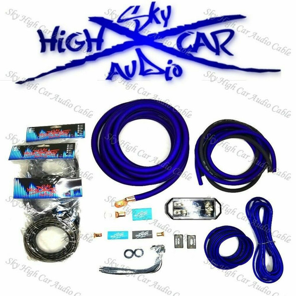 Sky High Car Audio - Amp Kit Single 1/0 to Dual 4 Gauge OFC - Red, Green or Blue