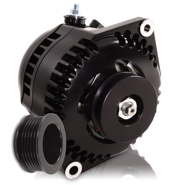 170 Amp Racing Alternator For 1963-1985 GM - BLACK (Includes 2 Pulleys)