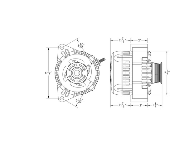 S Series Billet 240 AMP Racing Alternator For C6 Corvette - Black Anodized