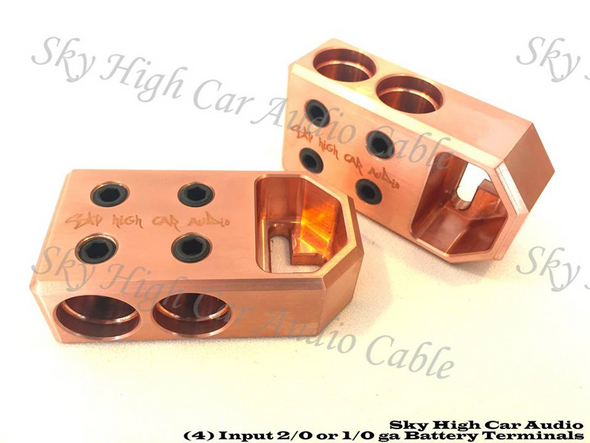 Sky High Car Audio 4 - 1/0, 2/0 XL or 4/0 XL Copper Battery Terminals - Copper