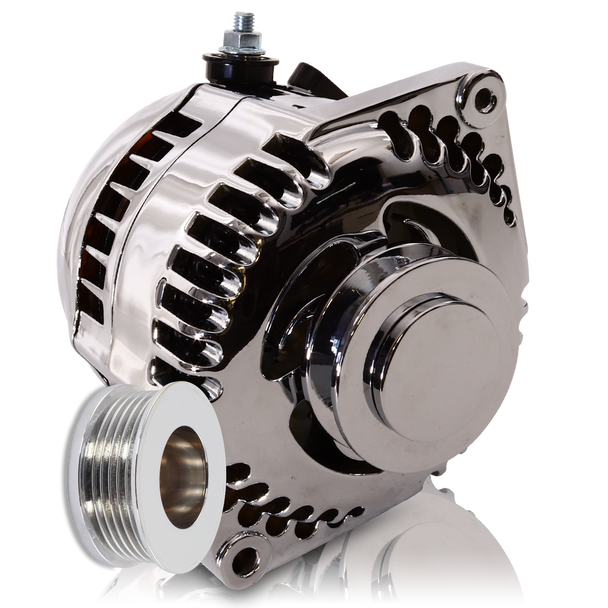 170 Am Racing Alternator - 63-85 GM - Chrome (Includes 2 Pulleys)