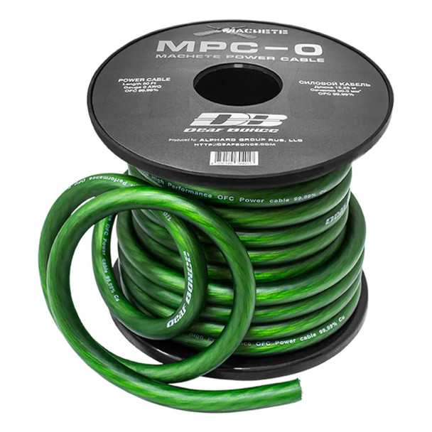 Deaf Bonce Machete 0 AWG 50 ft Green 99.9% Oxygen Free Copper Power Cable MPC-0