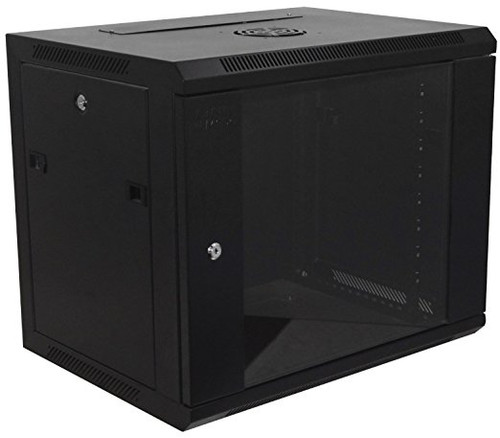 9U Wallmount Cabinet Enclosure Network Rack Locking Glass Door 