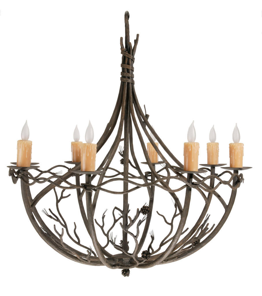 Pine Iron Chandelier - 8 Arm 