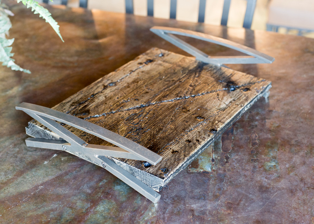 Rustic Coffee Table Tray  Wood and Iron Serving Tray