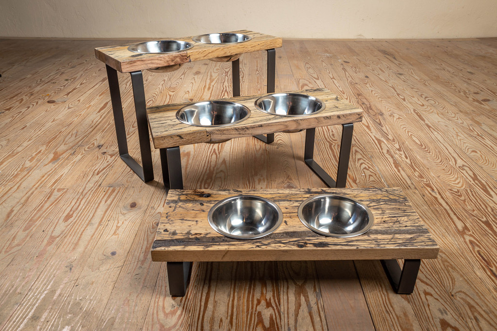 rustic dog feeder