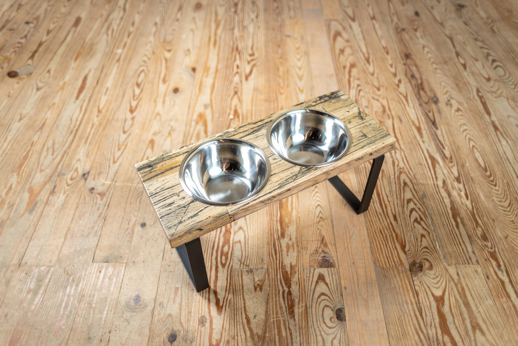 Raised Dog Feeder for Small Pet Rustic Bowl Stand Raised Dog Bowl