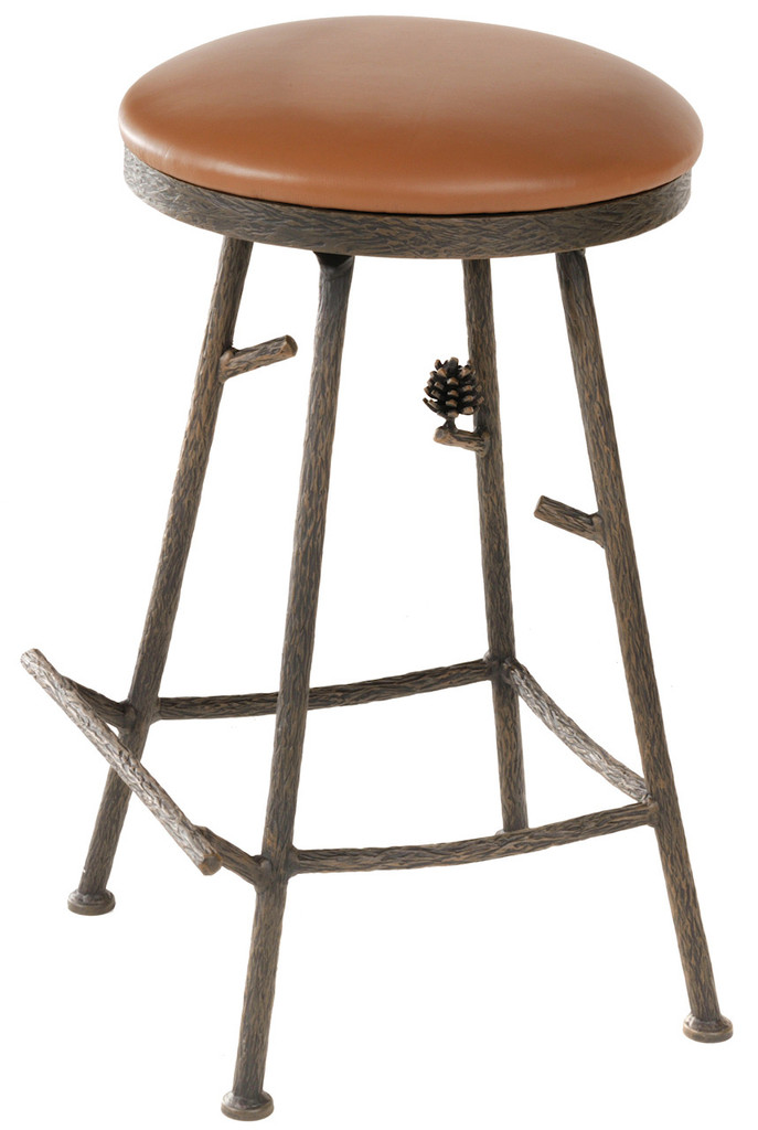 Rustic Backless Bar Stool Metal Counter Height Stool