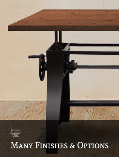 Machinist Crank Adjustable Dining Table