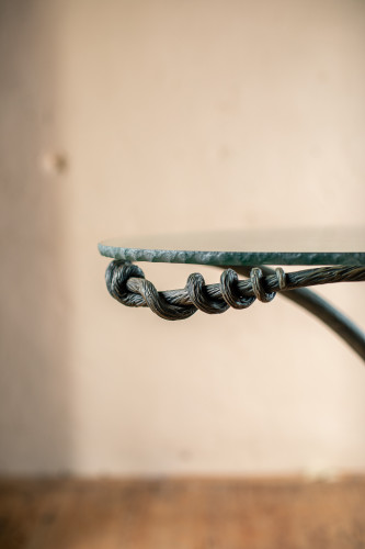 Vineyard Hand-Forged Bistro Table with Glass Top