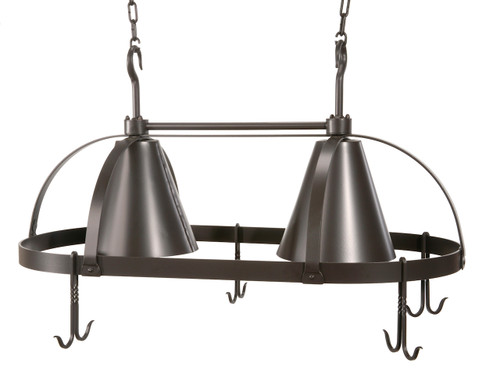 Dutch Oval Iron Lighted Pot Rack with Black Shade