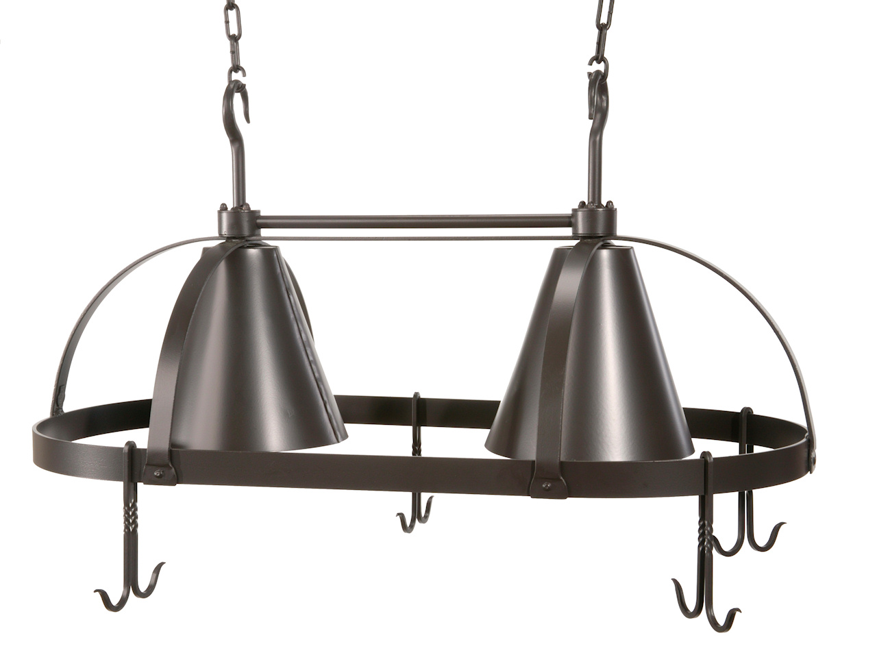 Stone County Ironworks Dutch Oval Iron Lighted Pot Rack - Copper Shade