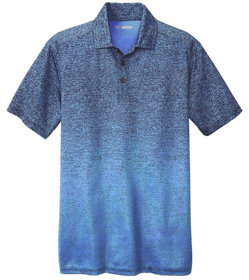 Ombre Heather Polo in Carolina Blue color – Moisture-Wicking Performance.