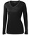 Black Ladies LoSleeve V-Neck Moisture Wicking Athletic T-Shirt