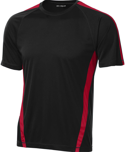 Dri-Equip Men's Athletic All Sport Colorblock Training T-Shirt in Black and Red