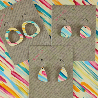 Mini Recycled Paper Earrings - Multicolour Swipe