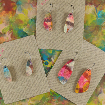 Oval Recycled Paper Earrings - Multicolour