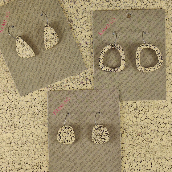 Mini Recycled Paper Earrings - Cream Crackle