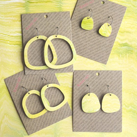 Square Recycled Paper Earrings - Citrus