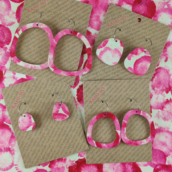 Square Recycled Paper Earrings - Pink & Mint