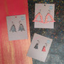 Reversible Christmas Tree Recycled Paper Earrings - Red & Gold / Black Speckle
