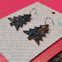 Reversible Christmas Tree Recycled Paper Earrings - Red & Gold / Black Speckle