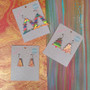 Reversible Christmas Tree Recycled Paper Earrings - Gold & Red / Multicolour Stripes