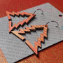 Reversible Christmas Tree Recycled Paper Earrings - Red & Gold / Pastel Stripes