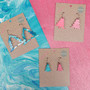 Reversible Christmas Tree Recycled Paper Earrings - Blue & White / Pink Sparkle