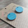 Reversible Circle Recycled Paper Earrings - Turquoise Blue / Grey Brown