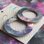 Reversible Circle Recycled Paper Earrings - Multicolour / Dark Purple