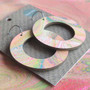 Reversible Circle Recycled Paper Earrings - Teal / Pink Multicolour