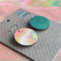 Reversible Circle Recycled Paper Earrings - Teal / Pink Multicolour