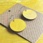 Reversible Circle Recycled Paper Earrings - Yellow / Brown