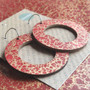 Reversible Circle Recycled Paper Earrings - Citrus / Burgundy & Gold