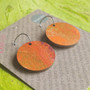 Reversible Circle Recycled Paper Earrings - Green & Gold / Orange
